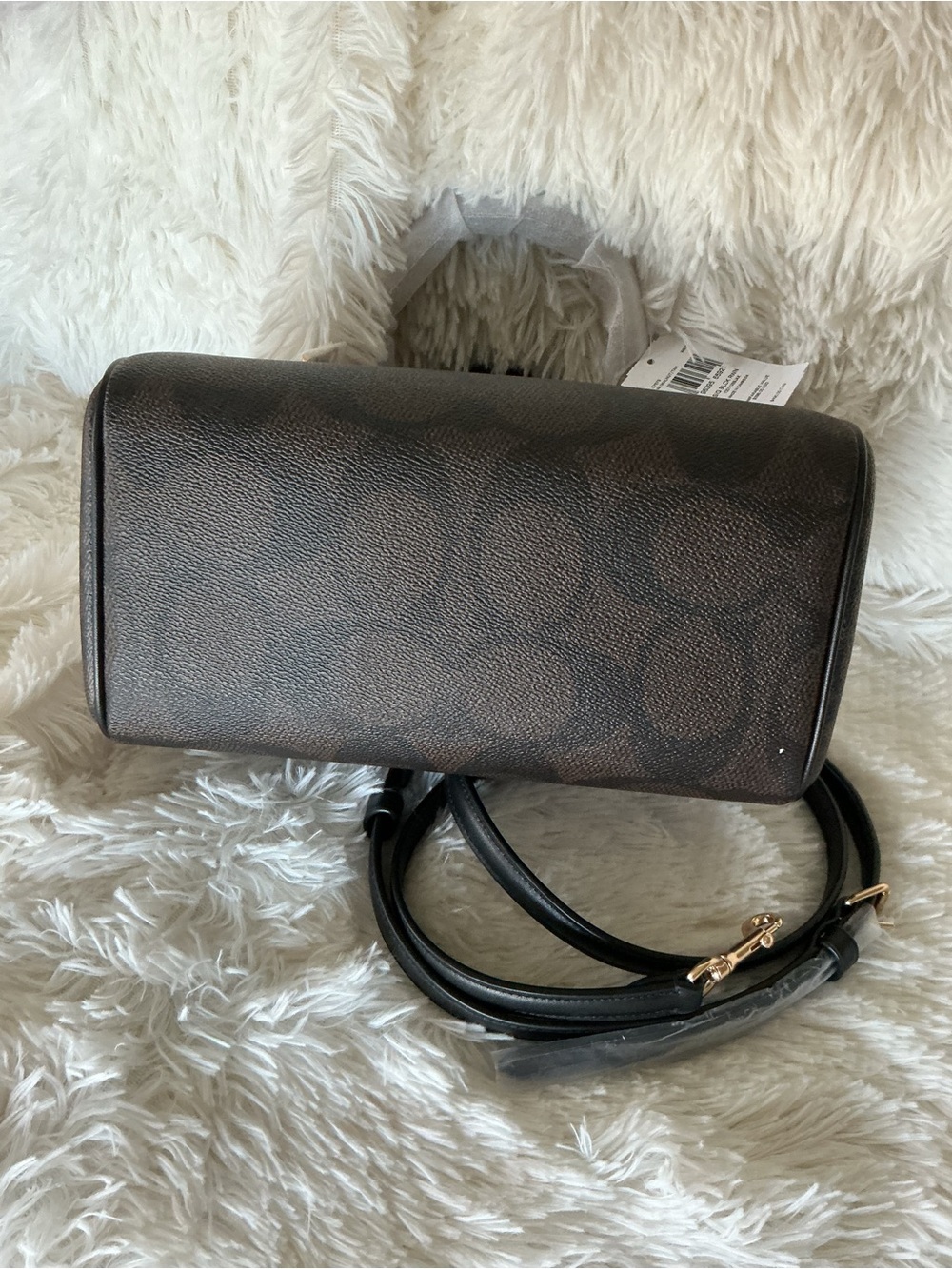 Coach Rowan Satchel in blocked signature canvas in walnut with Gold Accents - Picture 6 of 6